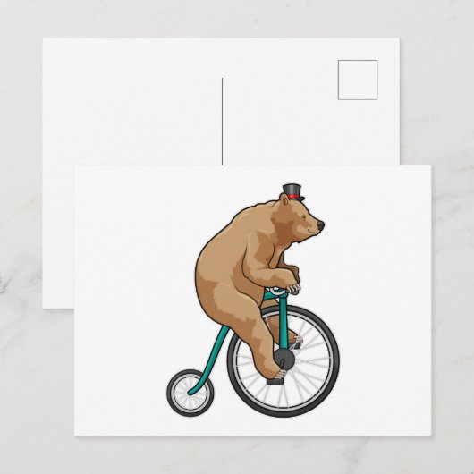 Beer in het circus met fiets briefkaart (Voorkant / Achterkant)