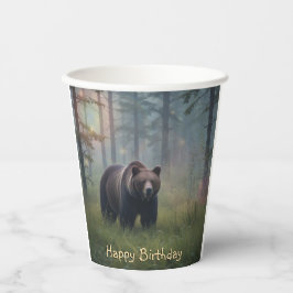 Beer in het magische bos papieren bekers