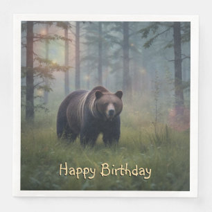 Beer in het magische bos servet