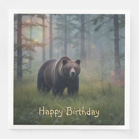 Beer in het magische bos servet (Voorkant)