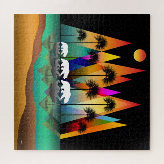 Beer in het moderne bos legpuzzel (Horizontaal)