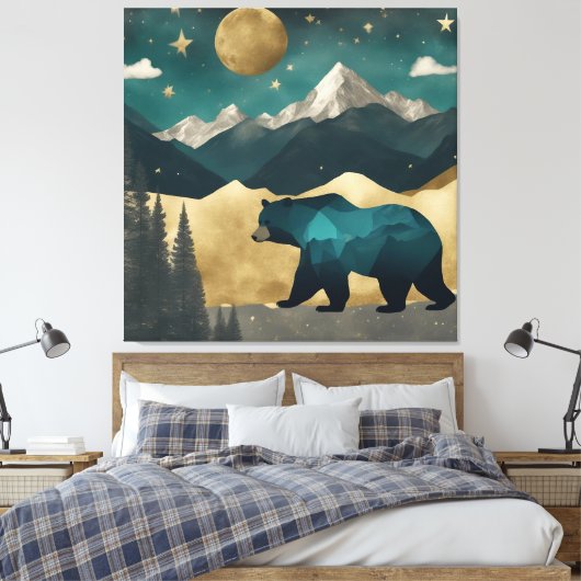 Beer in het Moonlight Design Canvas Afdruk (Insitu (Slaapkamer))