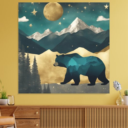 Beer in het Moonlight Design Canvas Afdruk (Insitu (Woonkamer))