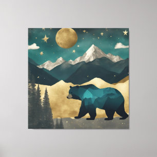 Beer in het Moonlight Design Canvas Afdruk