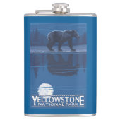 Beer in het Nationaal Park Moonlight - Yellowstone Heupfles (Voorkant)