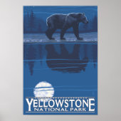 Beer in het Nationaal Park Moonlight - Yellowstone Poster (Voorkant)
