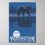 Beer in het Nationaal Park Moonlight - Yellowstone Poster (Voorkant)