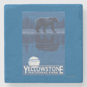 Beer in het Nationaal Park Moonlight - Yellowstone Stenen Onderzetter
