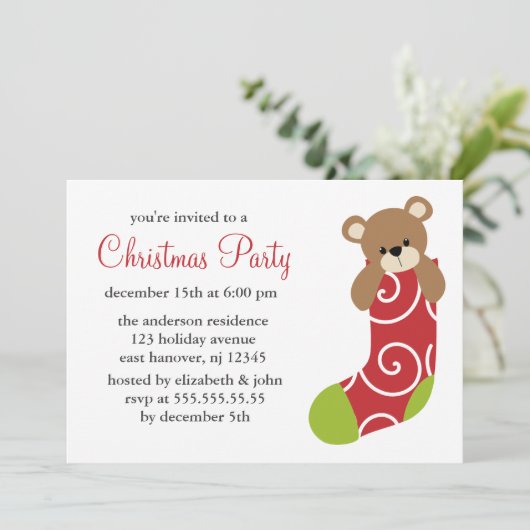 Beer in het opslaan van kerstfeestuitnodigingen kaart (Staand voorkant)