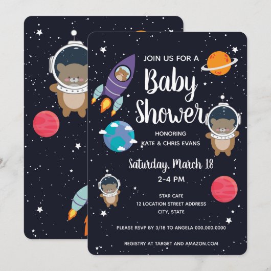 Beer in het ruimteschip Baby shower Kaart (Voorkant / Achterkant)