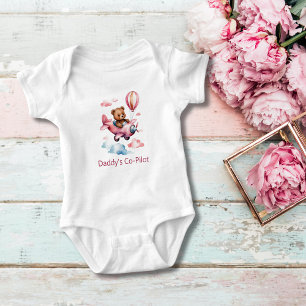 Beer in het vliegtuig Daddy Co-Pilot Baby Girl Romper
