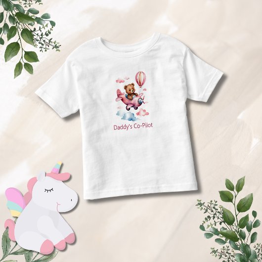 Beer in het vliegtuig Daddy's Co-Pilot Girl Gift Kinder Shirts