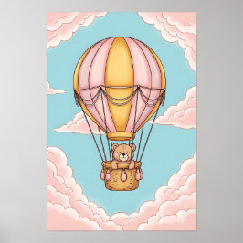 Beer in heteluchtballon - Kwekerij Poster