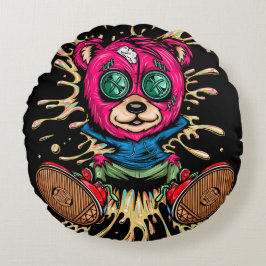 Beer in honing rond kussen