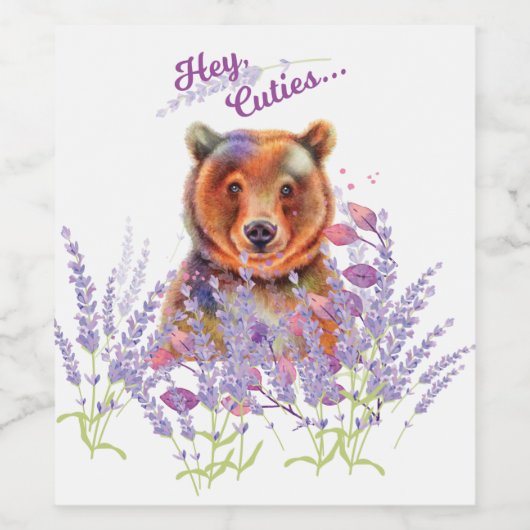 Beer in lavendel wijn etiket (Enkel label)