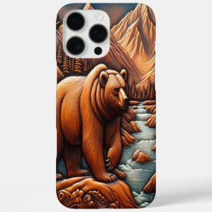 Beer in lederstijl in Schilderachtig landschap iPhone 16 Pro Max Hoesje