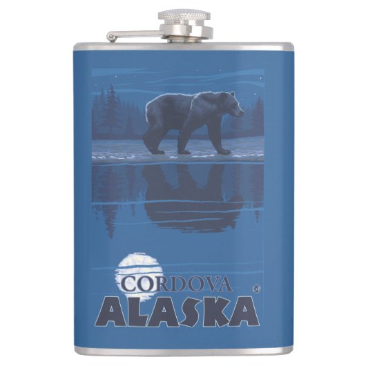 Beer in Moonlight - Cordova, Alaska Heupfles (Voorkant)