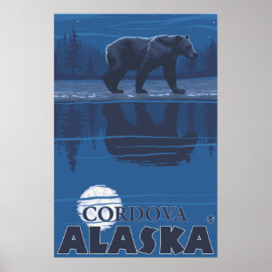 Beer in Moonlight - Cordova, Alaska Poster