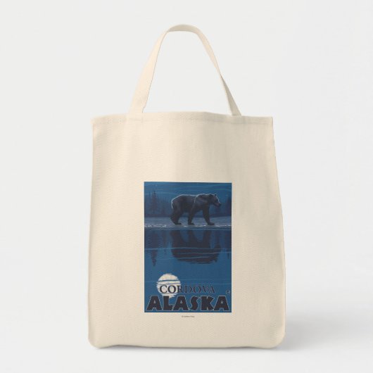 Beer in Moonlight - Cordova, Alaska Tote Bag (Voorkant)