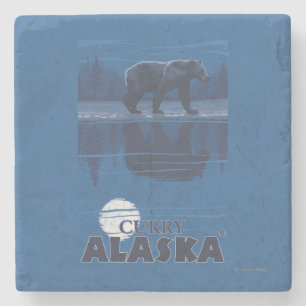 Beer in Moonlight - Curry, Alaska Stenen Onderzetter