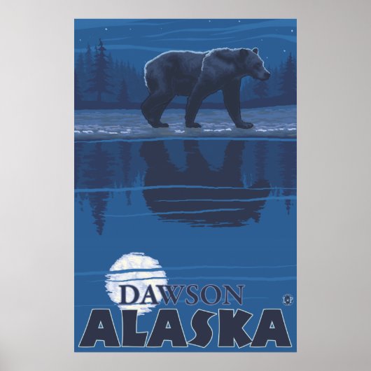 Beer in Moonlight - Dawson, Alaska Poster (Voorkant)