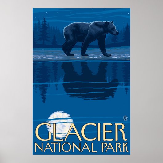 Beer in Moonlight - Glacier National Park, MT Poster (Voorkant)
