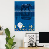 Beer in Moonlight - Glacier National Park, MT Poster (Thuiskantoor)