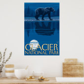 Beer in Moonlight - Glacier National Park, MT Poster (Keuken)