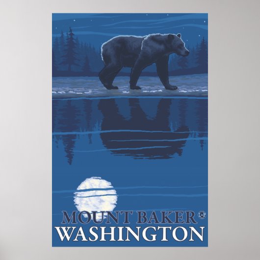 Beer in Moonlight - Mount Baker, Washington Poster (Voorkant)
