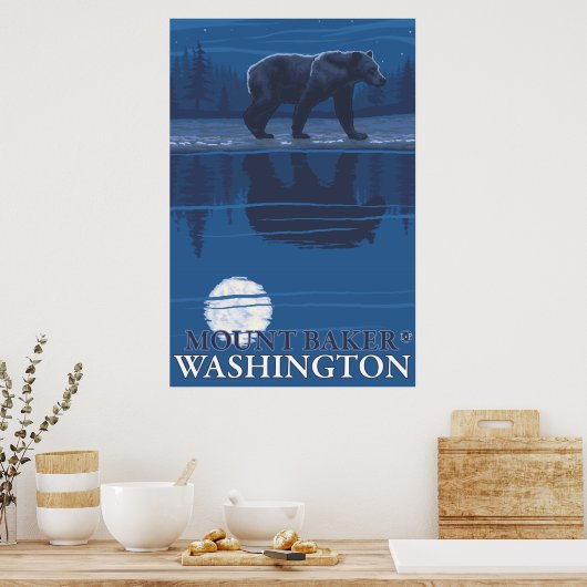 Beer in Moonlight - Mount Baker, Washington Poster (Keuken)