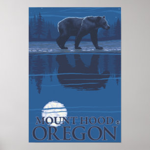 Beer in Moonlight - Mount Hood, Oregon Poster