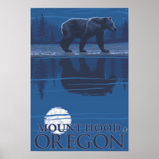 Beer in Moonlight - Mount Hood, Oregon Poster (Voorkant)