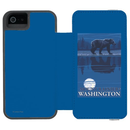 Beer in Moonlight - Mount Rainier, Washington Incipio iPhone Portemonnee Hoesje (Agenda Open)