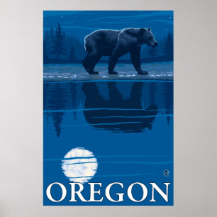 Beer in Moonlight - Oregon Poster