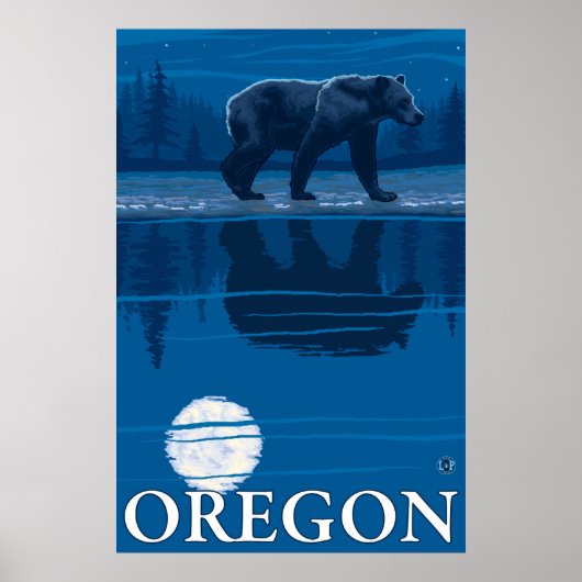 Beer in Moonlight - Oregon Poster (Voorkant)
