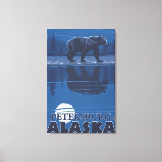 Beer in Moonlight - Petersburg, Alaska Canvas Afdruk (Voorkant)