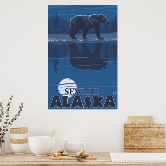Beer in Moonlight - Seward, Alaska Poster (Keuken)