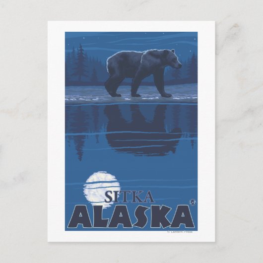 Beer in Moonlight - Sitka, Alaska Briefkaart (Voorkant)