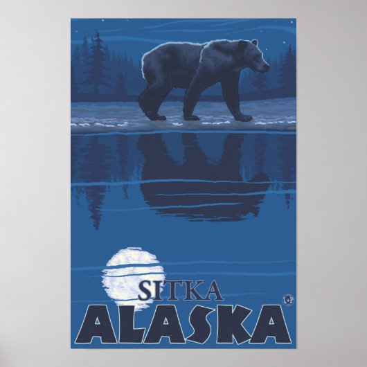 Beer in Moonlight - Sitka, Alaska Poster (Voorkant)
