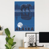 Beer in Moonlight - Sitka, Alaska Poster (Thuiskantoor)