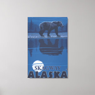 Beer in Moonlight - Skagway, Alaska Canvas Afdruk