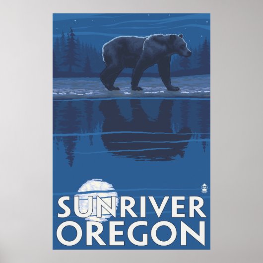 Beer in Moonlight - Sun River, Oregon Poster (Voorkant)