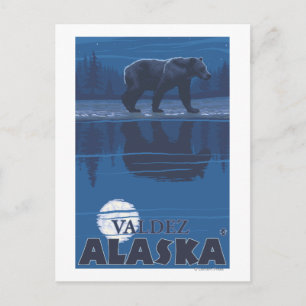 Beer in Moonlight - Valdez, Alaska Briefkaart