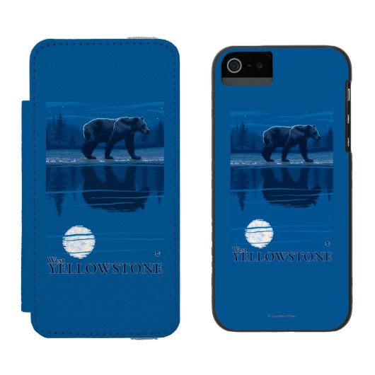Beer in Moonlight - West Yellowstone, Montana Incipio iPhone Portemonnee Hoesje (Naast elkaar)