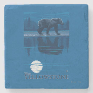 Beer in Moonlight - West Yellowstone, Montana Stenen Onderzetter