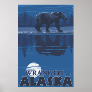Beer in Moonlight - Wrangell, Alaska Poster