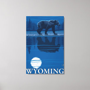 Beer in Moonlight - Wyoming Canvas Afdruk