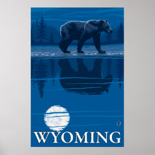 Beer in Moonlight - Wyoming Poster