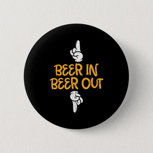 Beer In Out Funny Alcohol Drinking Team Squad Men Ronde Button 5,7 Cm (Voorkant)