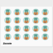 Beer in pompoen zoete Beren Happy Halloween Classi Ronde Sticker (Vel)